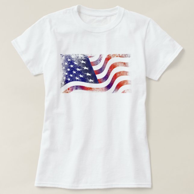T-shirt Style de Grunge Patriotique Faded American Drapeau (Design devant)