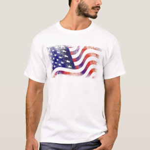 T-shirt Style de Grunge Patriotique Faded American Drapeau
