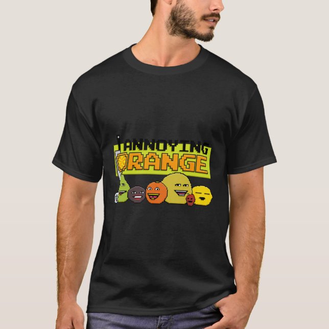 T-shirt Style de jeu vidéo 8 bits orange (Devant)