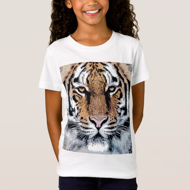 T-Shirt Style de presse graphique Wild Tiger Portrait (Devant)