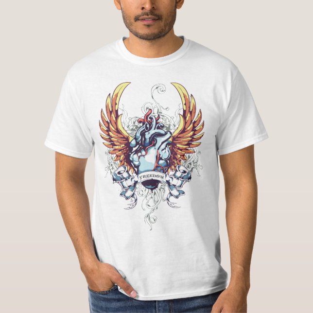 T-shirt Style de tatouage de coeur de liberté (Devant)