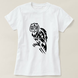 T-shirt Style de tatouage d'hibou Design noir blanc
