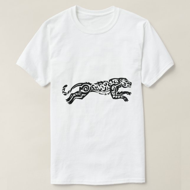 T-shirt Style de tatouage léopard Design noir blanc (Design devant)
