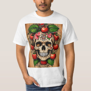 T-shirt Style de Tatouage Pomme Rouge Pressée à la Main – 