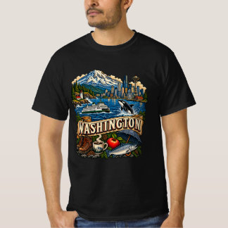 T-shirt Style de tatouage vintage Washington Seattle Coast