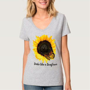 T-shirt Style d'été Tournesol jaune et Papillon