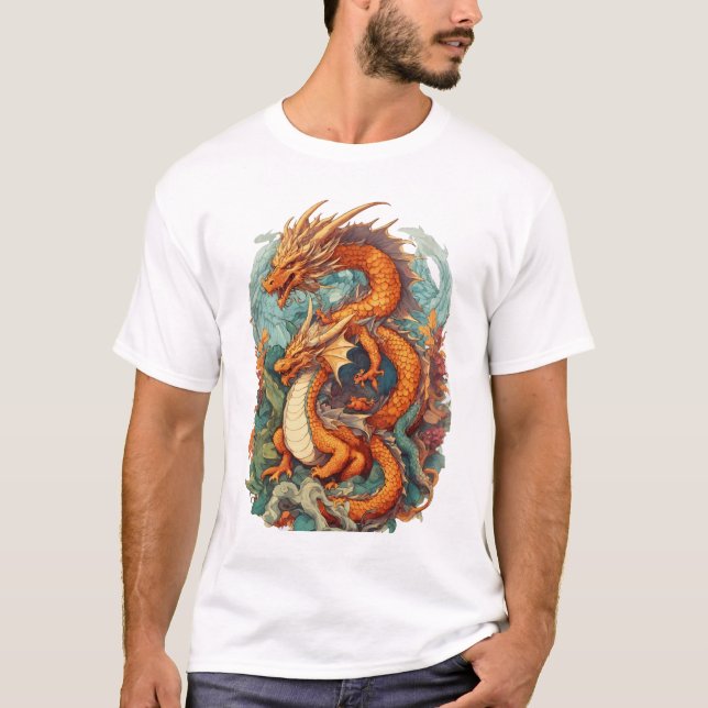 T-shirt Style d'illustration 2D Dragons (Devant)