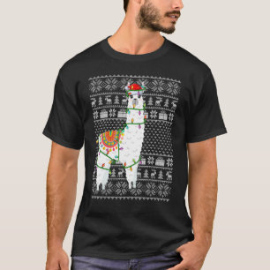 T-shirt Style Doux moche Xmas Lumières Père Noël Alpaca Ch
