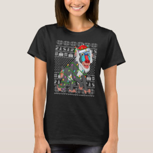 T-shirt Style Doux moche Xmas Lumières Père Noël Baboon Ch