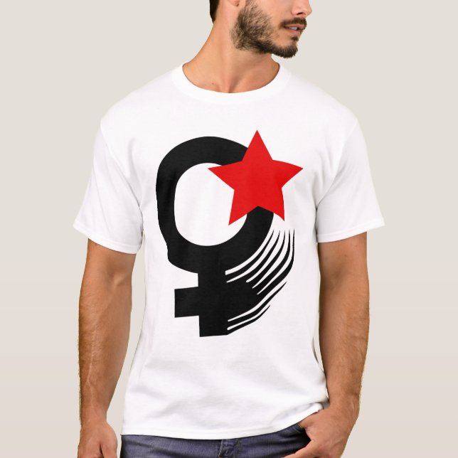 T-shirt Style féministe rouge d'action sur le blanc (Devant)