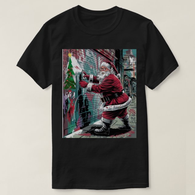 T-shirt Style Graffiti de rue Santa Claus (Design devant)