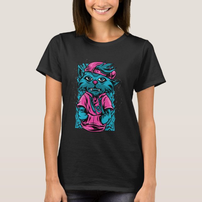 T-shirt Style Graffiti urbain Street Chat T Cool Hip hop T (Devant)