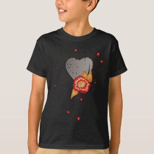 T-shirt Style Grunge Noir Coeur et Fleur