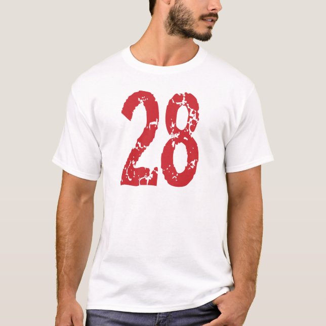 T-SHIRT STYLE GRUNGE ROUGE NUMÉRO 28 (Devant)