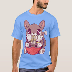 T-shirt Style japonais Anime Kawaii Ramen Cat 392