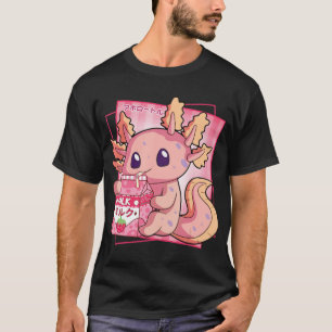 T-shirt Style japonais Kawaii Axolotl Anim de Lait fraise