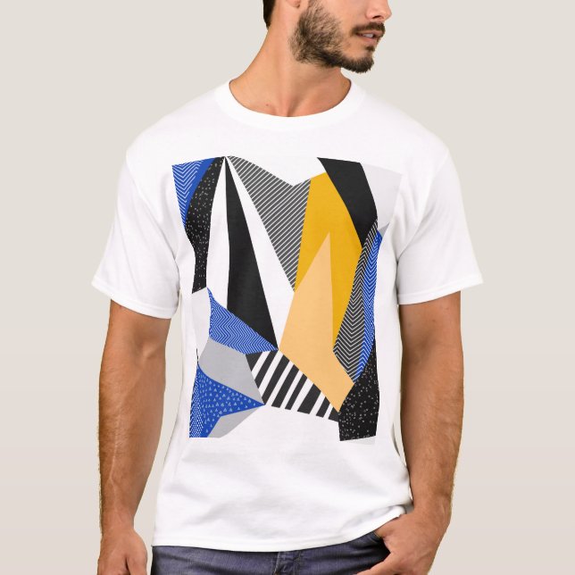 T-shirt Style Memphis : Collage géométrique créatif. (Devant)