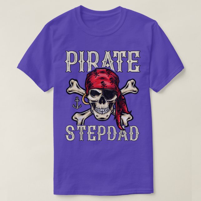 T-shirt Style Mens Rétro Skeleton Pirate Stepdad Gras (Design devant)