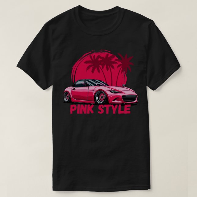 T-shirt Style MX5 Miata rose (Design devant)