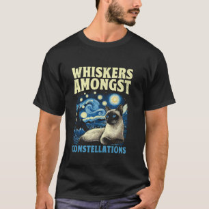 T-shirt Style Nuit étoilée Peinture Artistique Siamese Drô