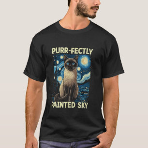T-shirt Style Nuit étoilée Peinture Artistique Siamese Drô