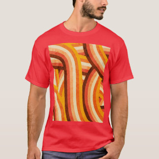 T-shirt Style Orange vintage les années 70 Rainbow Stripes