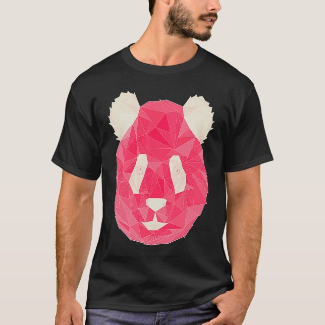 T-shirt Style Panda Pink Polygon (Devant)