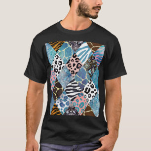 T-shirt Style Patchwork, motif de collage aquarelle.
