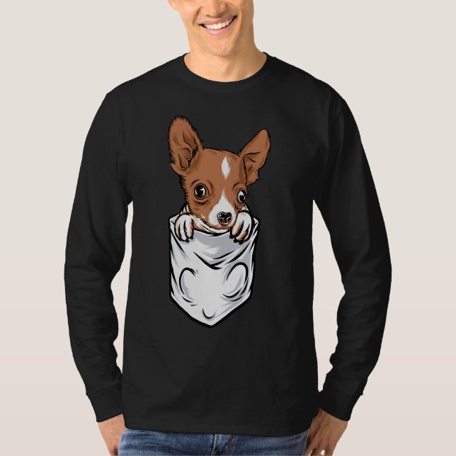 T-shirt Style Poche Adorable Chihuahua Chiot Et Mignonne (Devant)
