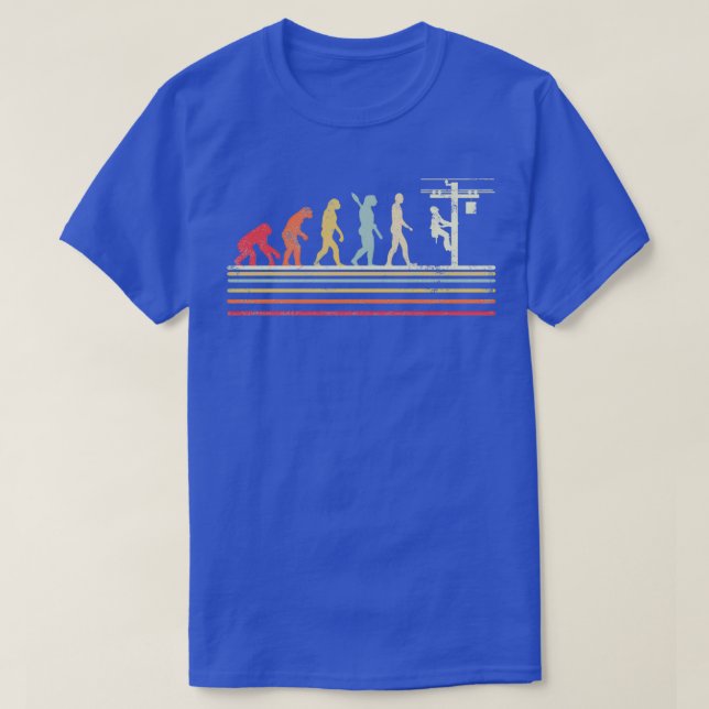 T-shirt Style Rétro Evolution Cool De Lineman Electricien (Design devant)