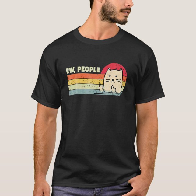 T-shirt Style Rétro Ew Personnes Chat   Chat (Devant)