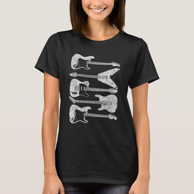 T-shirt Style Rétro Guitare Pour Guitariste (Devant)