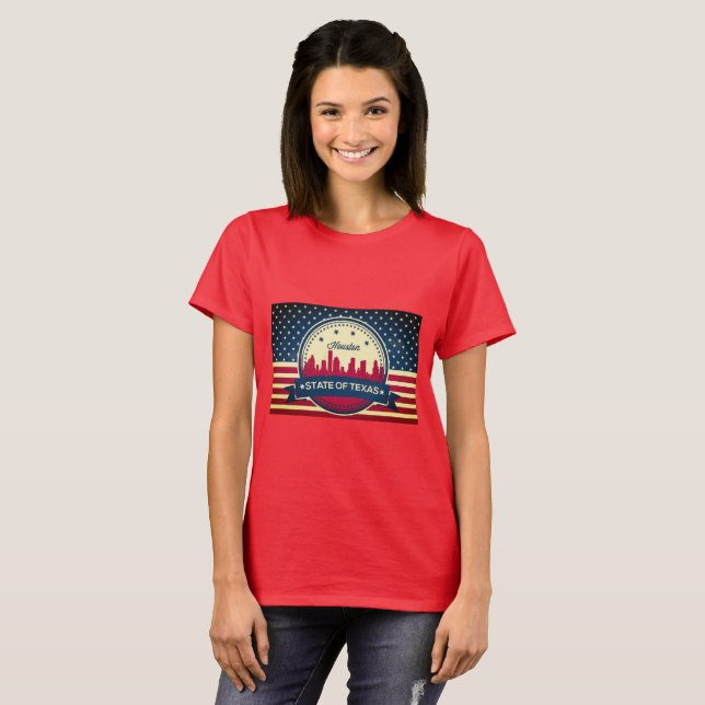 T-shirt Style rétro Houston Skyline (Devant entier)