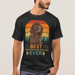 T-shirt Style Rétro Meilleur Chien Terre-Neuve Papa Jamais