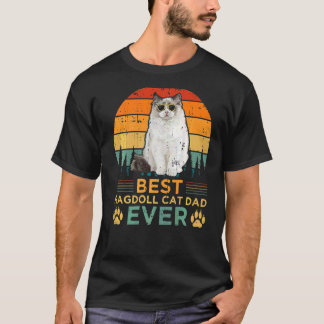 T-shirt Style Rétro Meilleur Ragdoll Chat Papa Jamais Père