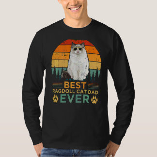 T-shirt Style Rétro Meilleur Ragdoll Chat Papa Jamais Père