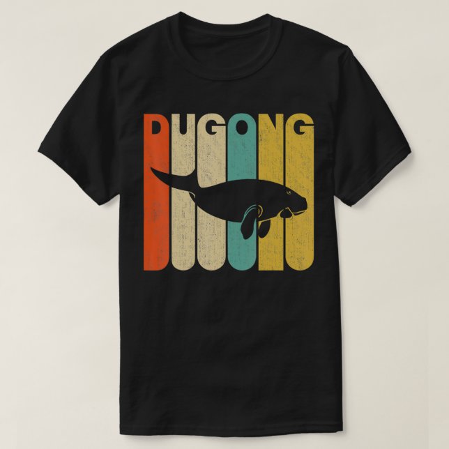 T-shirt Style Rétro Vintage Dugong Silhouette (Design devant)