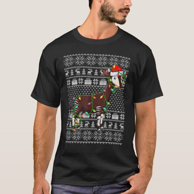 T-shirt Style sucré moche lumières Noël Père Noël Okapi No (Devant)