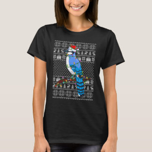 T-shirt Style sucré moche Xmas Lumières Père Noël Blue Jay