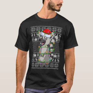 T-shirt Style sucré moche Xmas Lumières Père Noël Lemur Ch