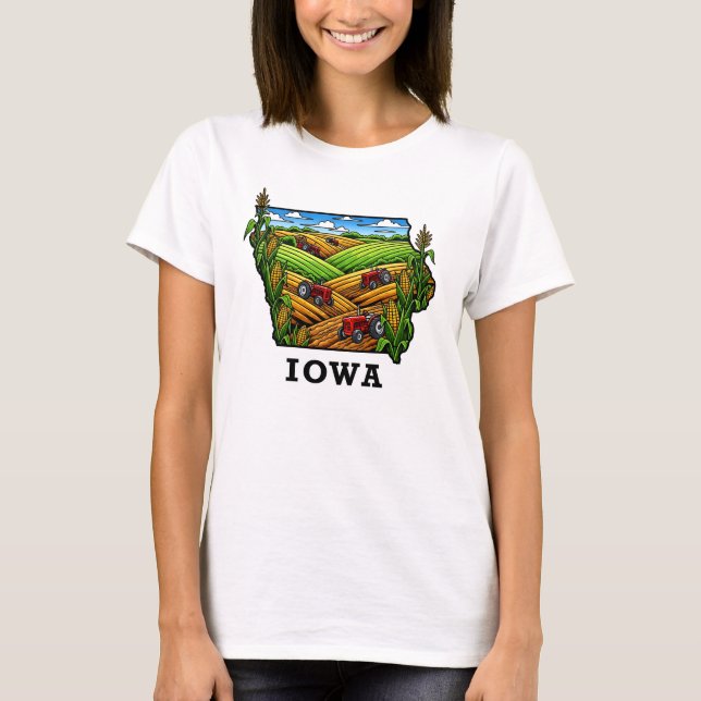 T-shirt Style tatouage de l'État de l'Iowa Cornfields Ferm (Devant)