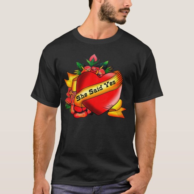 T-shirt Style tatouage, elle a dit oui (Devant)