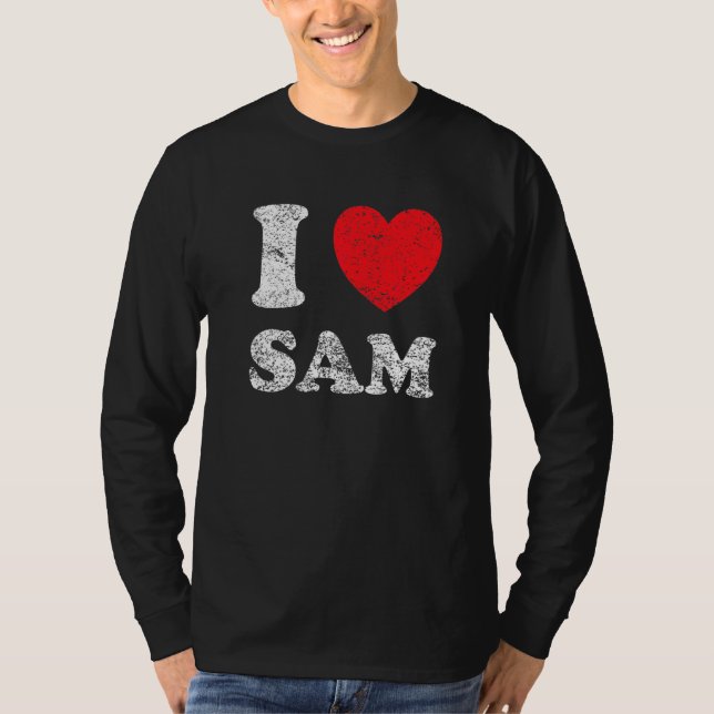 T-shirt Style Usé Grunge en Détresse J'Aime Sam (Devant)
