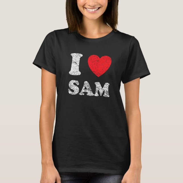 T-shirt Style Usé Grunge en Détresse J'Aime Sam (Devant)