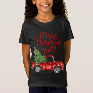 T-Shirt Style vintage Camion Rouge Joyeux Noël Y'all