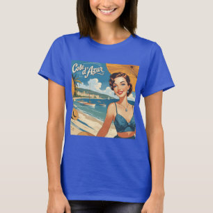 T-shirt Style vintage Côte d'Azur Beach Girl
