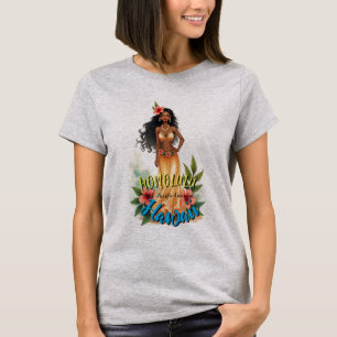 T-shirt Style vintage Hawaiian Travel Honolulu Hula Girl