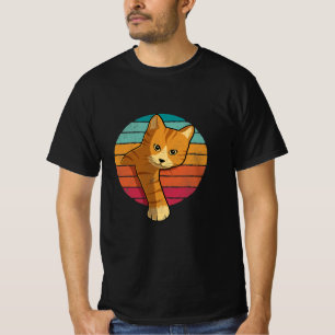 T-shirt Style Vintage Orange Tabby Cat Silhouette Cat Love