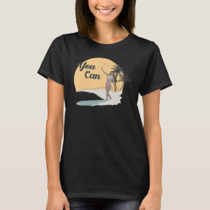 T-shirt Style vintage Retro Palm Tree Sea Wave Summer Girl