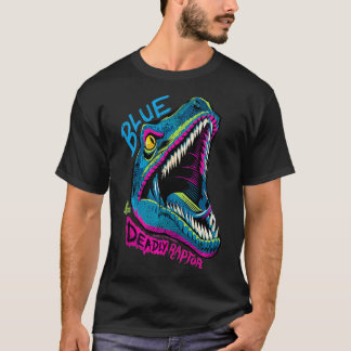 T-shirt Style World Neon Blue Deadly Raptor 90s